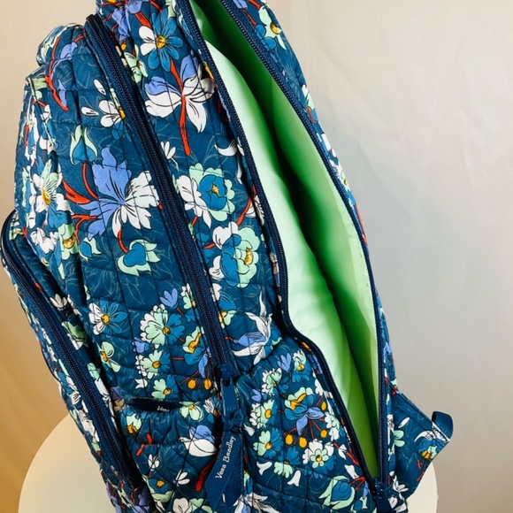 Vera Bradley Essential Large Backpack Laptop Blue Spring Break - Picture 3 of 9
